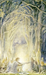 Supper with the Elves in Woody End forest © Alan Lee