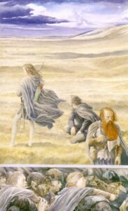 The chase of Aragorn Legolas and Gimli The chase of Aragorn Legolas and Gimli © Alan Lee