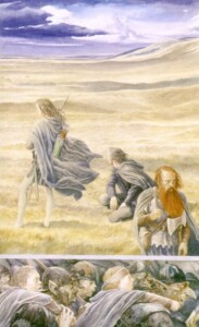 The chase of Aragorn Legolas and Gimli © Alan Lee