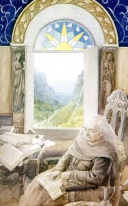 Bilbo in Rivendell Bilbo in Rivendell © Alan Lee