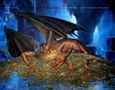 Conversation with Smaug © Ted Nasmith