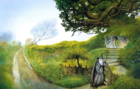 Gandalf comes to Hobbiton Gandalf comes to Hobbiton © John Howe