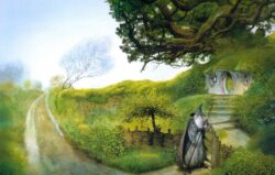 Gandalf comes to Hobbiton Gandalf comes to Hobbiton © John Howe