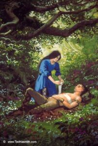 Lúthien Tends Berens Wound Lúthien Tends Berens Wound © Ted Nasmith