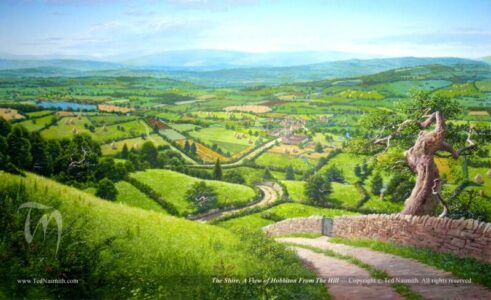 The Shire A View of Hobbiton From The Hill © Ted Nasmith